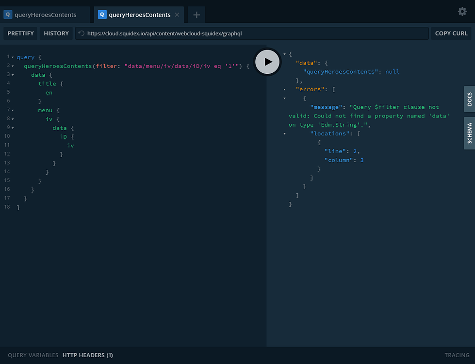 Graphql nested/deep filtering Support Squidex Support