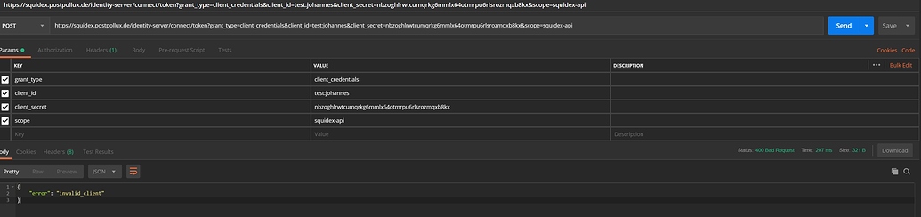 Can't connect a client / get access token - Support - Squidex Support