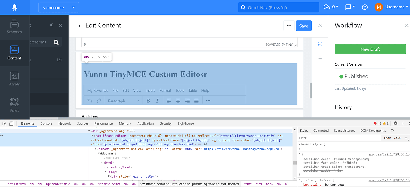 Adding extra HTML element in editor - Support - Squidex Support